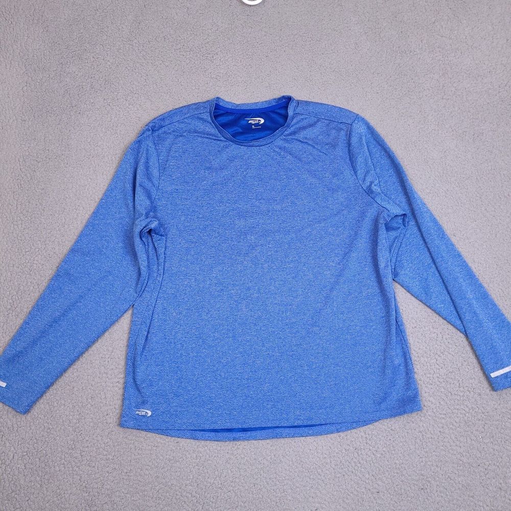 MTA‎ Sport T-Shirt Mens XL Blue Long Sleeve Sports Activewear Mesh Heathered